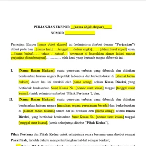 Template Perjanjian Ekspor