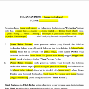 Template Perjanjian Impor