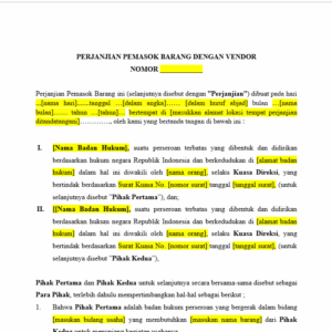 Template Perjanjian dengan Vendor