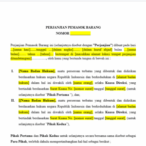 Template Perjanjian Pemasokan Barang